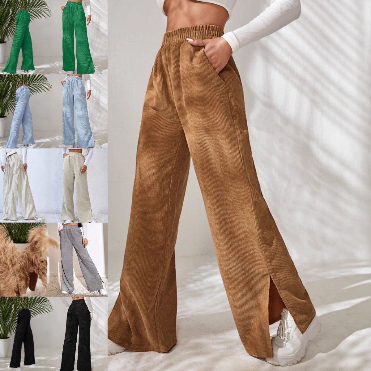 Frances | Women's High-Waist Wide-Leg Corduroy Pants
