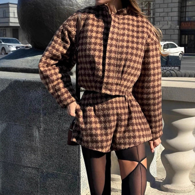 Gloria | Women's Houndstooth Two-Piece Shorts Set