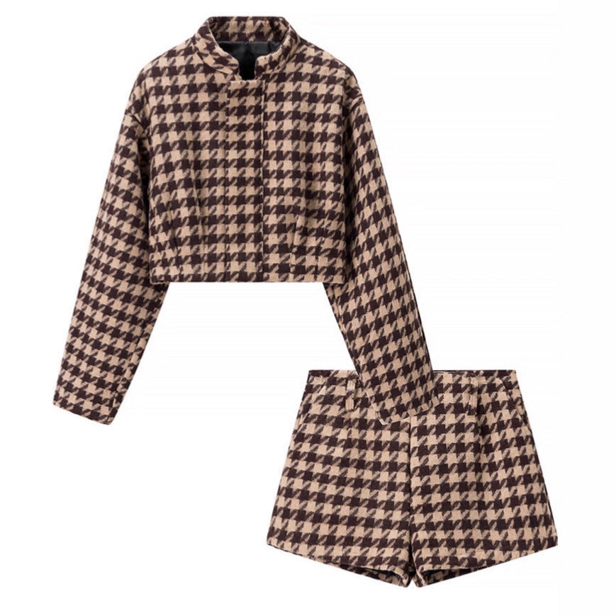 Gloria | Women's Houndstooth Two-Piece Shorts Set