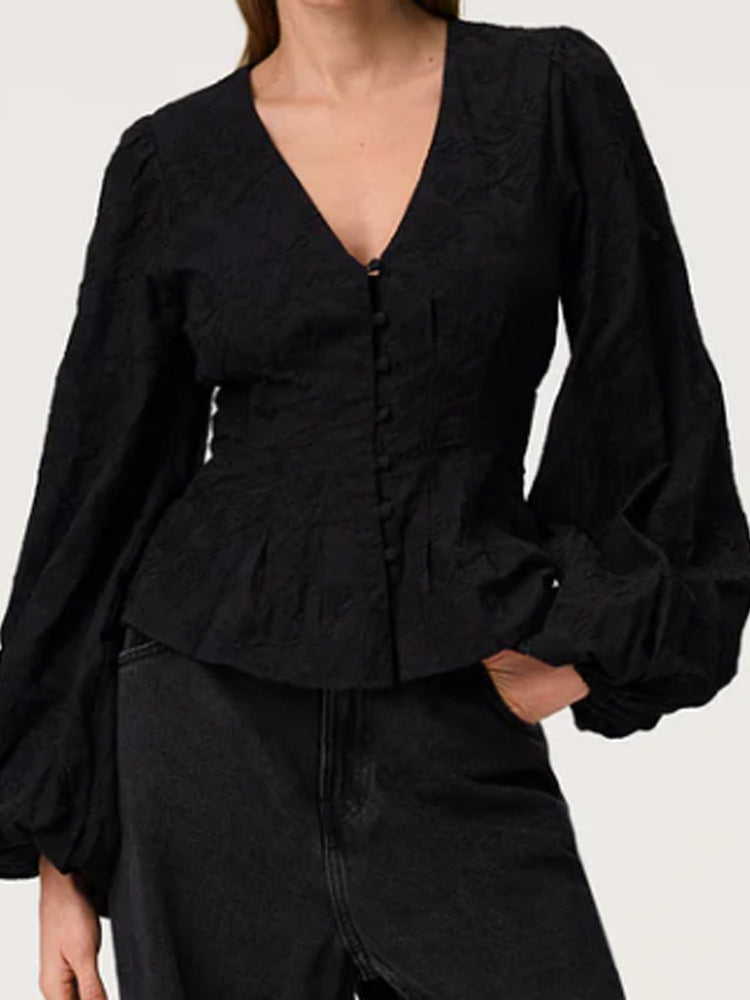 Astrid | Women's Jacquard Lace Peplum Blouse