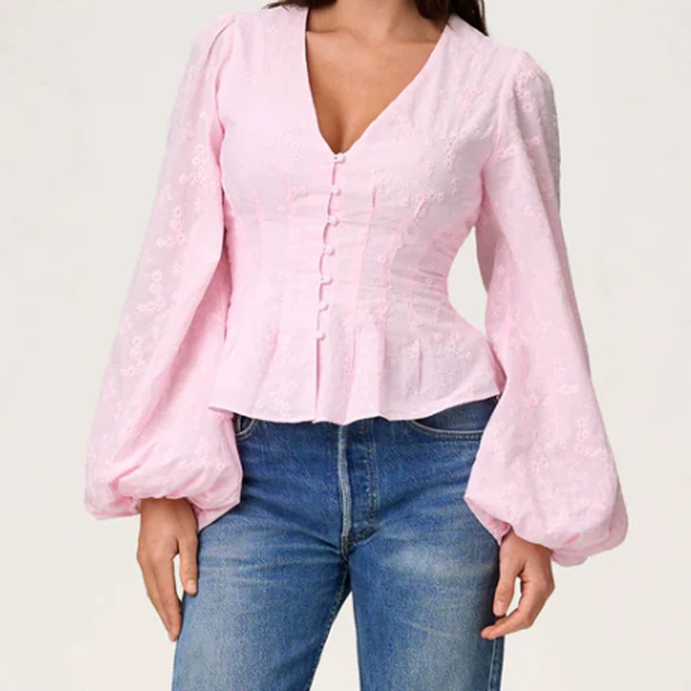 Astrid | Women's Jacquard Lace Peplum Blouse