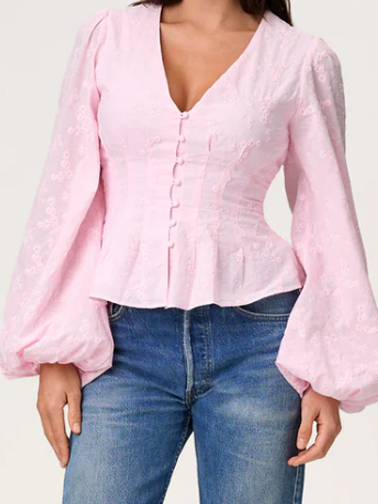 Astrid | Women's Jacquard Lace Peplum Blouse