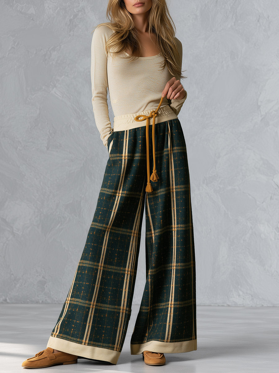 Georgia | Women's Long-Sleeve Top & Plaid Trouser Set