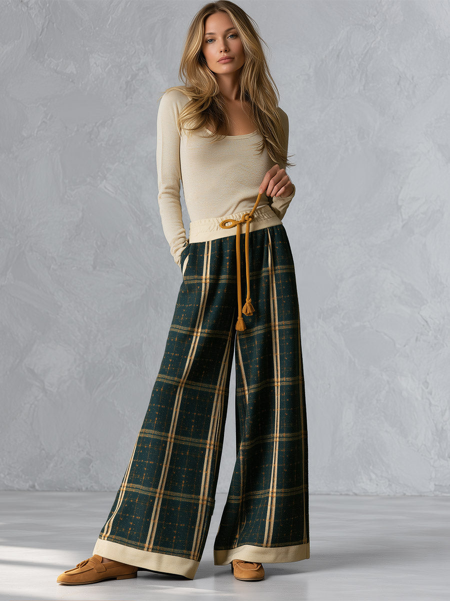 Georgia | Women's Long-Sleeve Top & Plaid Trouser Set