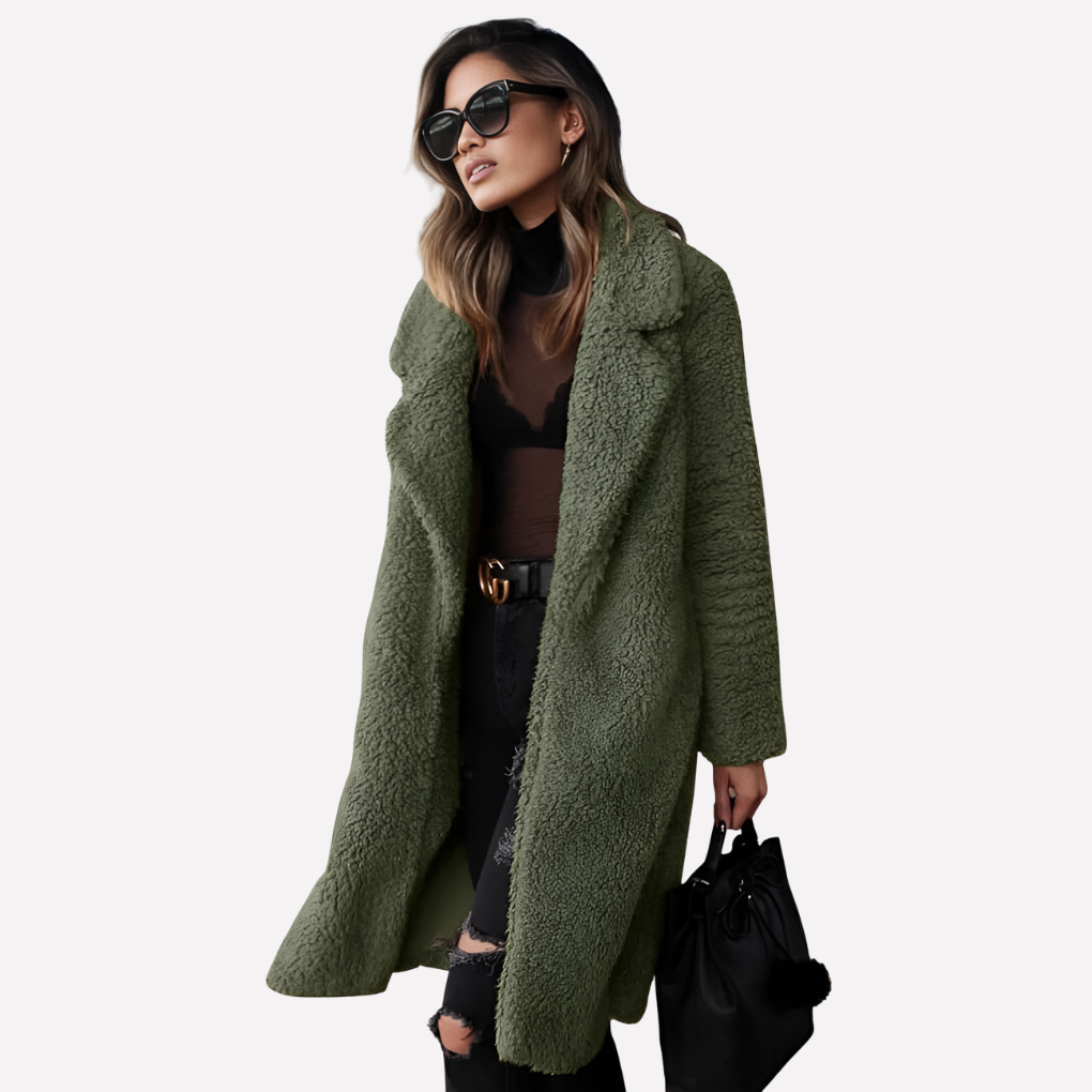 Alba | Women's Longline Notch-Collar Teddy Coat