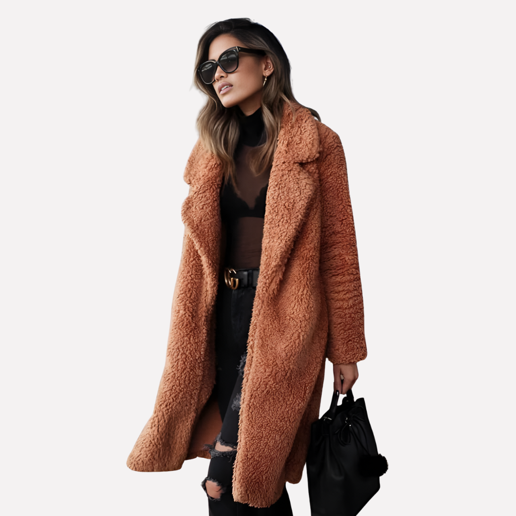 Alba | Women's Longline Notch-Collar Teddy Coat
