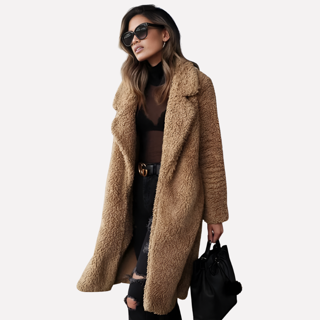 Alba | Women's Longline Notch-Collar Teddy Coat