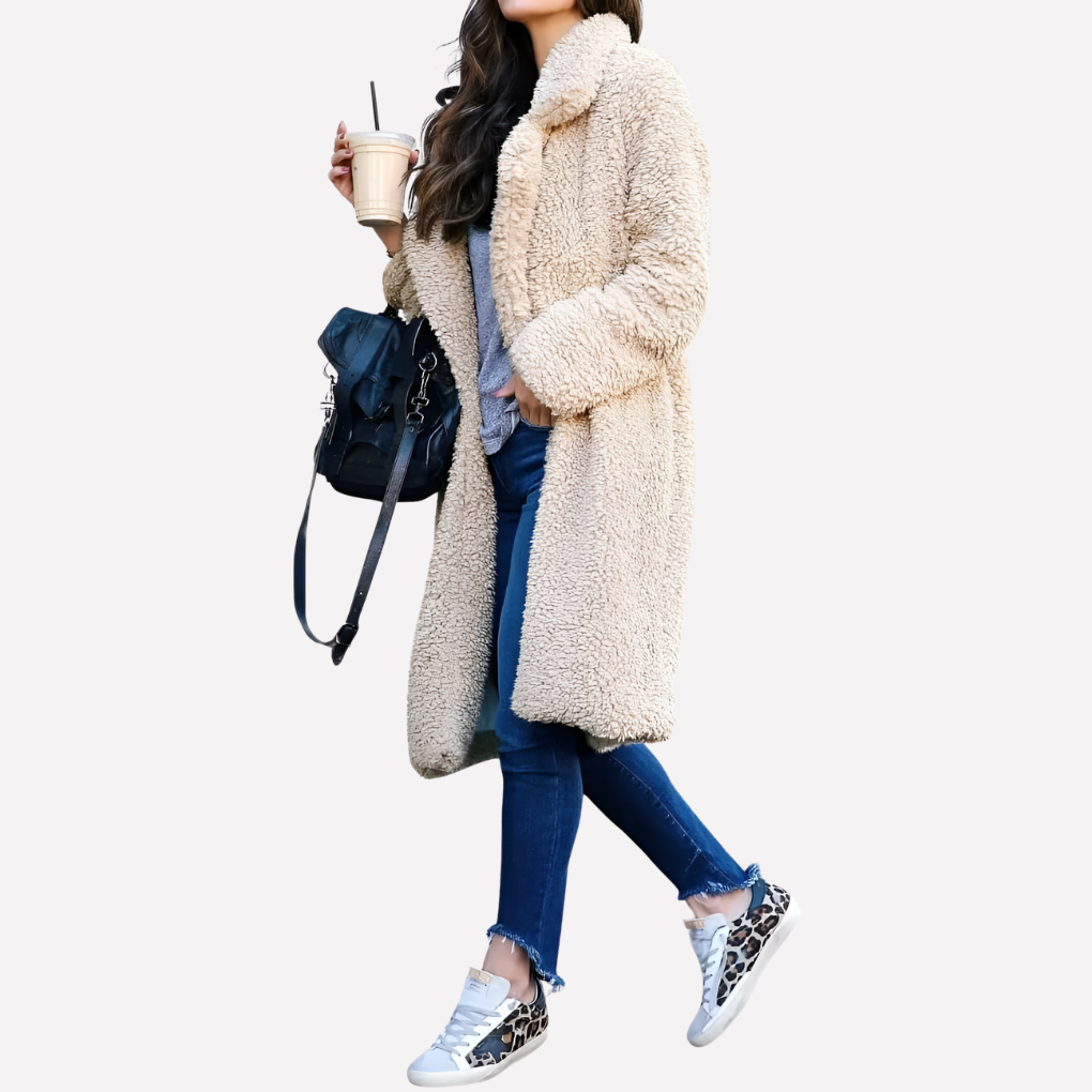 Alba | Women's Longline Notch-Collar Teddy Coat