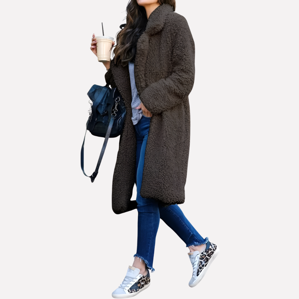 Alba | Women's Longline Notch-Collar Teddy Coat