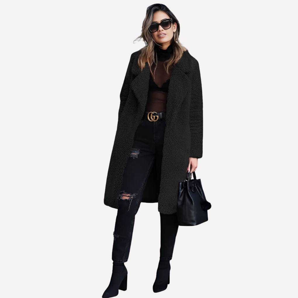 Alba | Women's Longline Notch-Collar Teddy Coat