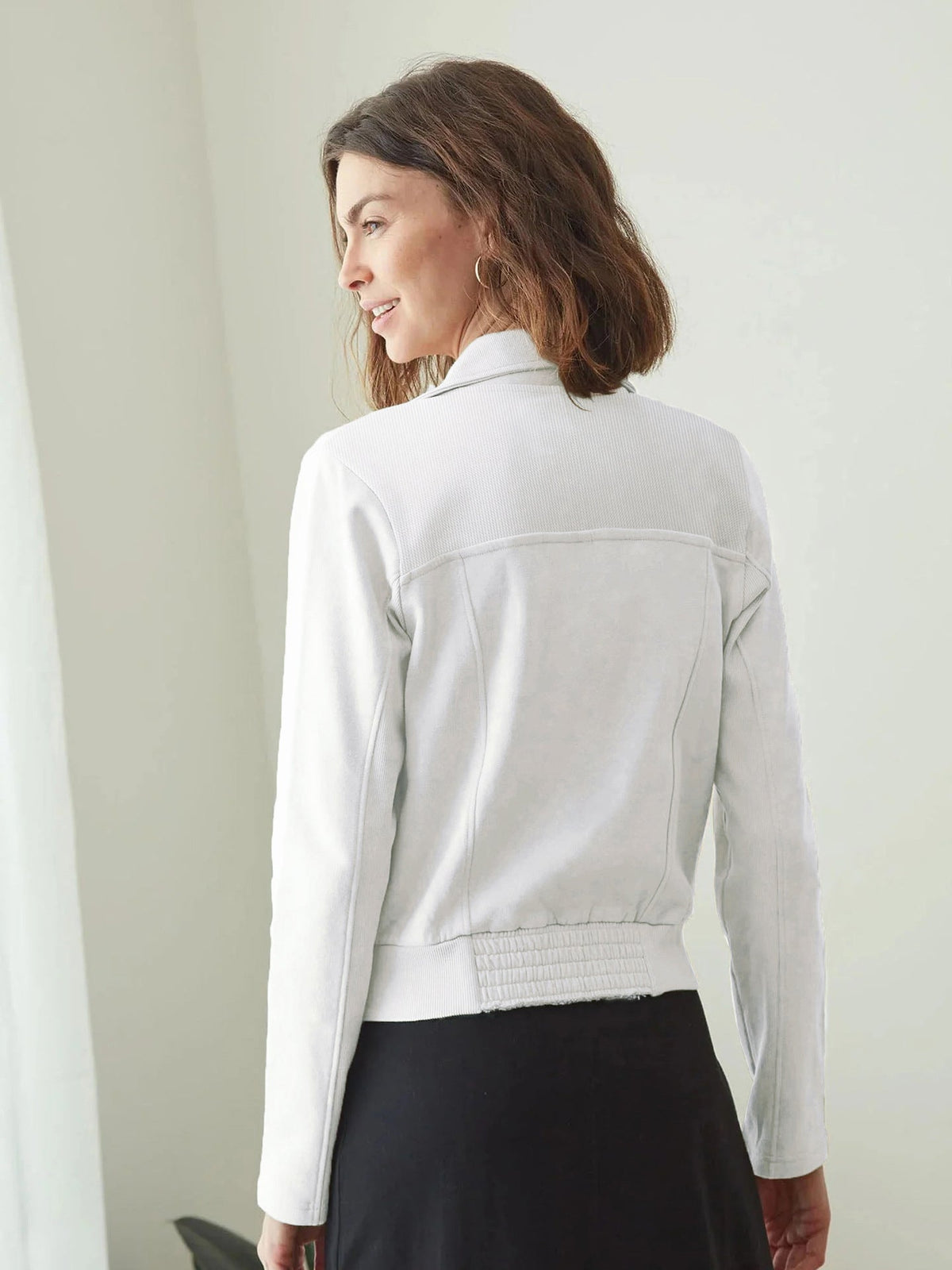 Esther | Women's Notch-Collar Zip-Front Biker Jacket