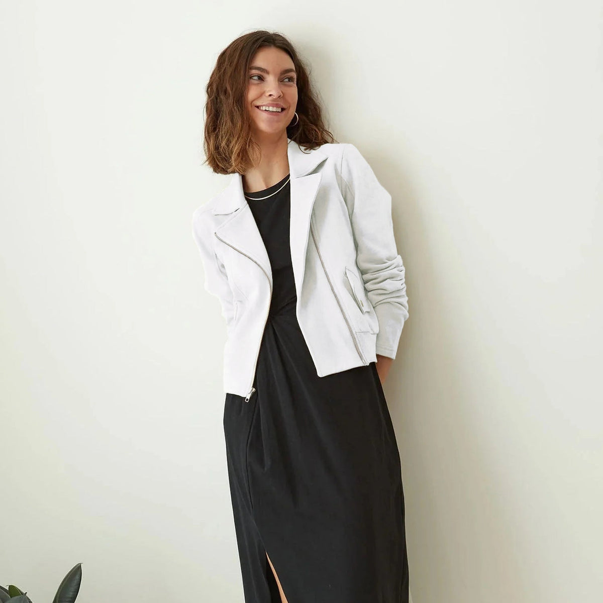Esther | Women's Notch-Collar Zip-Front Biker Jacket