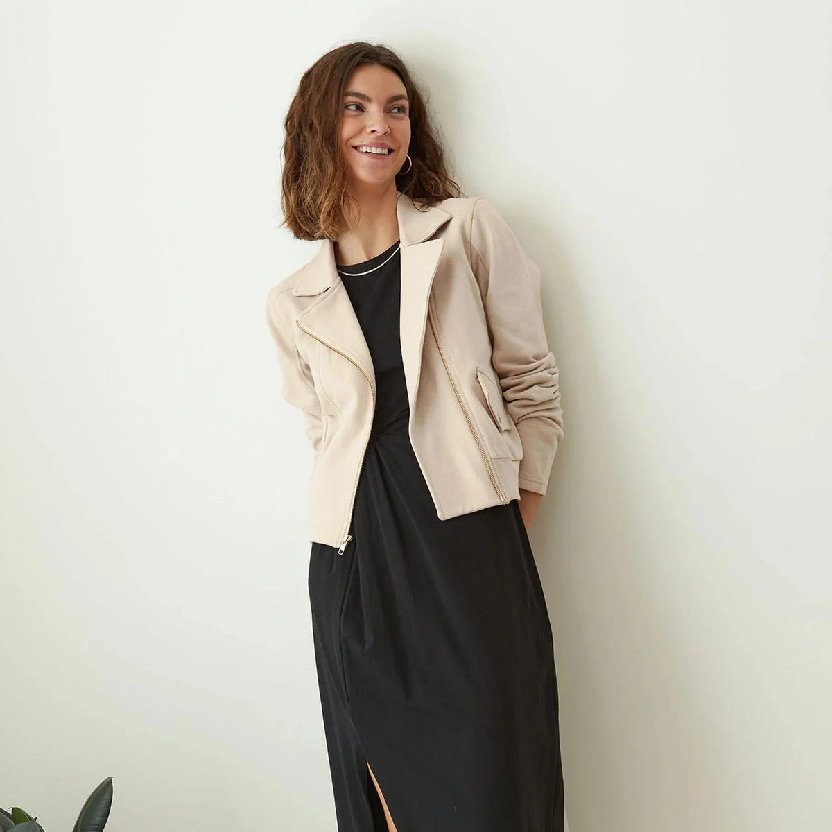 Esther | Women's Notch-Collar Zip-Front Biker Jacket
