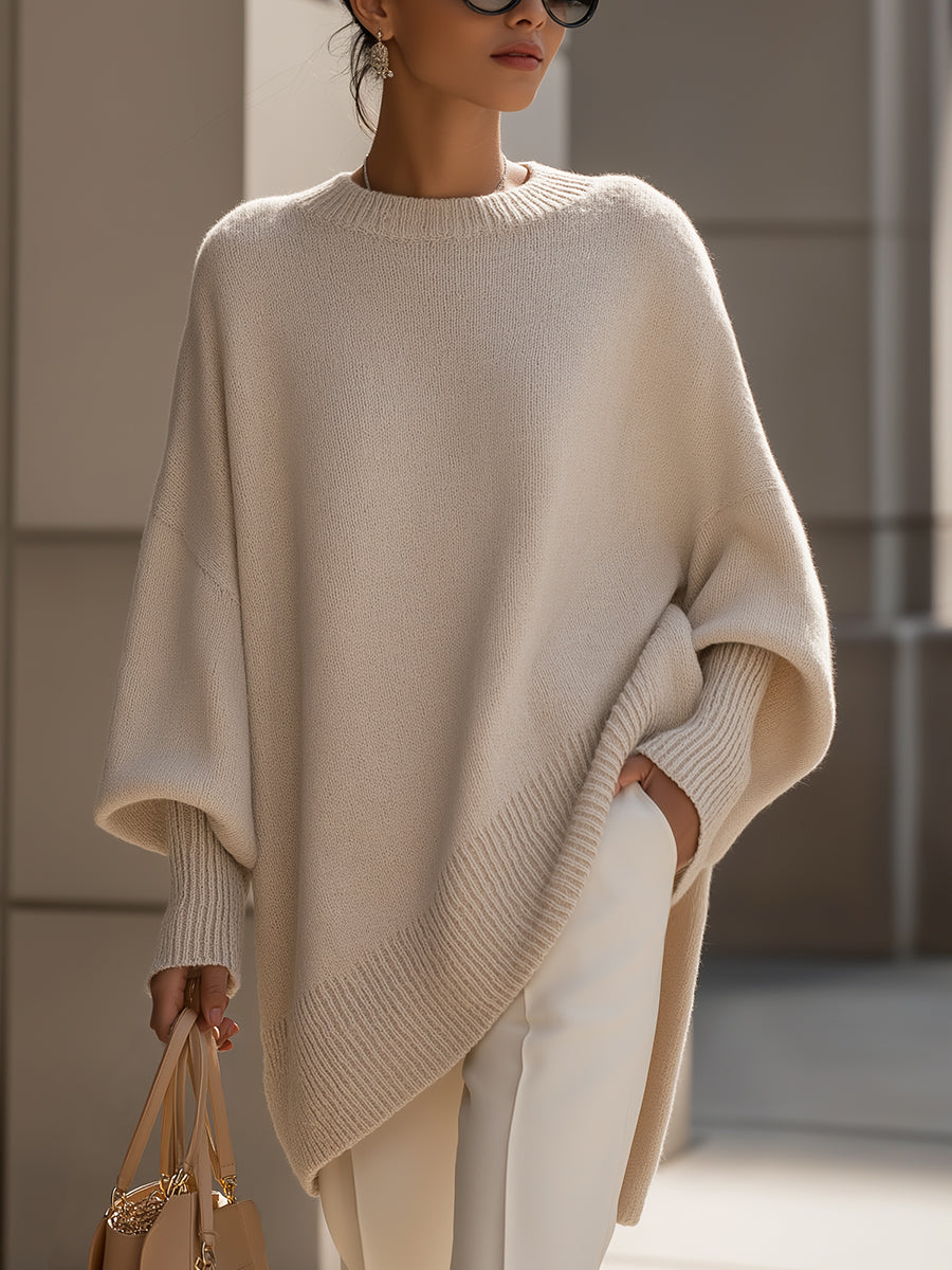 Josephine-Alba | Women's Oversized Asymmetrical Poncho Sweater