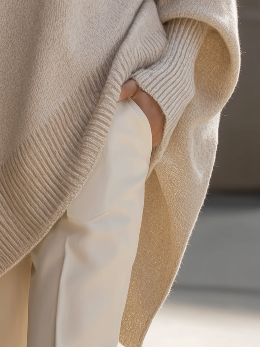 Josephine-Alba | Women's Oversized Asymmetrical Poncho Sweater