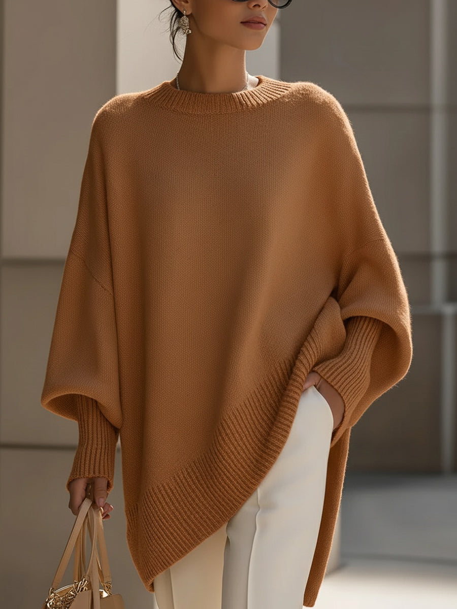 Josephine-Alba | Women's Oversized Asymmetrical Poncho Sweater