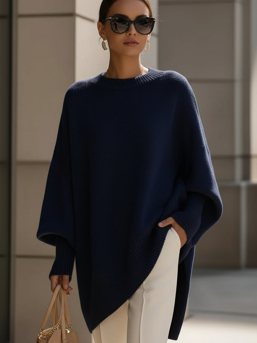 Josephine-Alba | Women's Oversized Asymmetrical Poncho Sweater