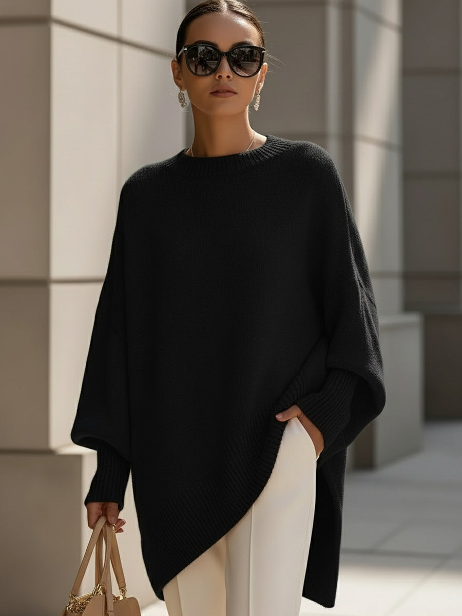 Josephine-Alba | Women's Oversized Asymmetrical Poncho Sweater