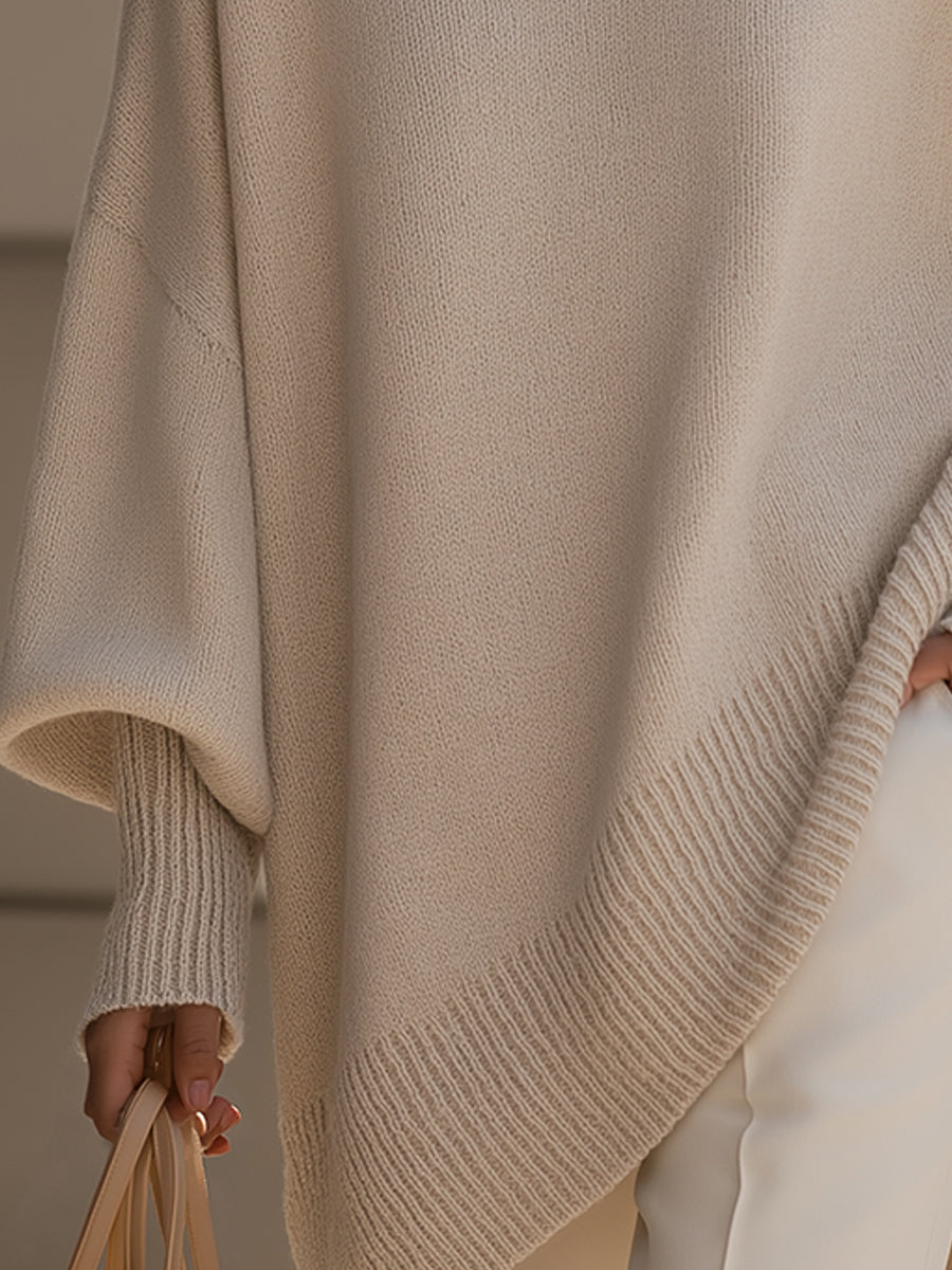 Josephine-Alba | Women's Oversized Asymmetrical Poncho Sweater