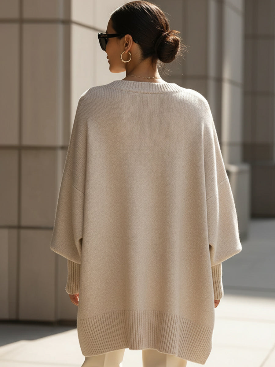 Josephine-Alba | Women's Oversized Asymmetrical Poncho Sweater