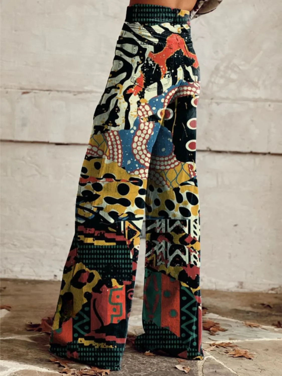 Dorothea | Women's Patchwork Print Wide Leg Pants