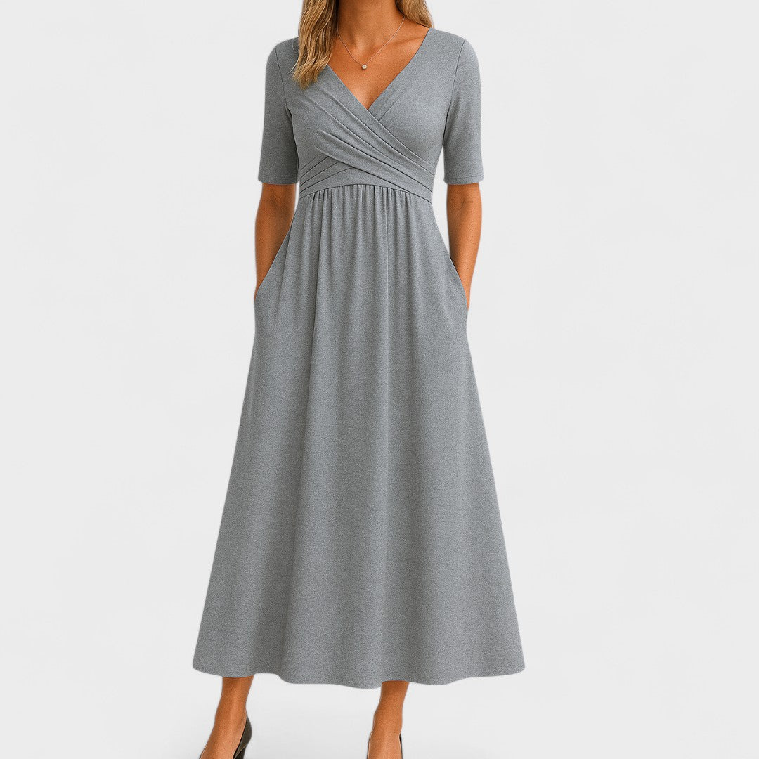Clara | Women's Pleated Wrap Midi Dress