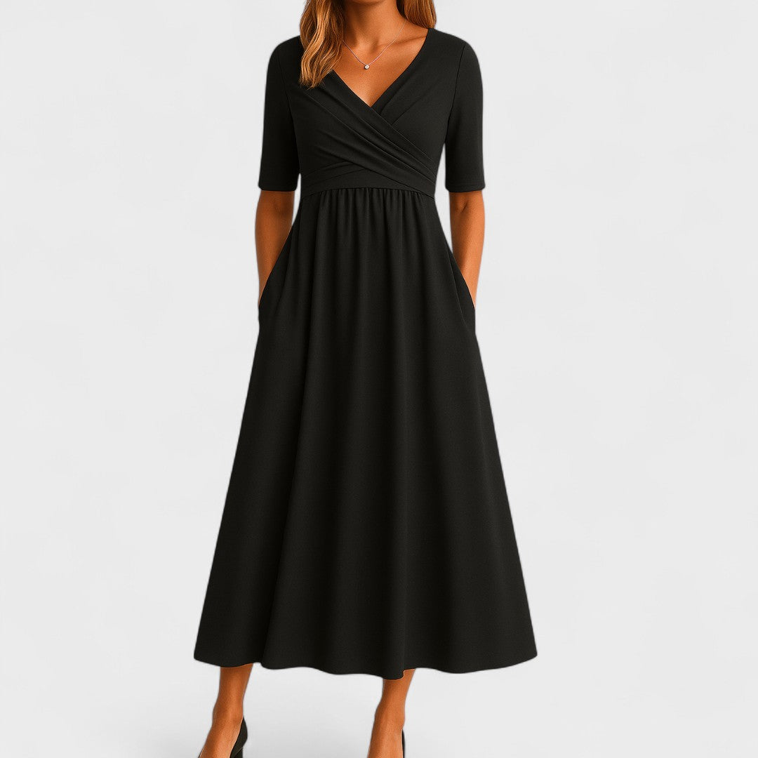 Clara | Women's Pleated Wrap Midi Dress