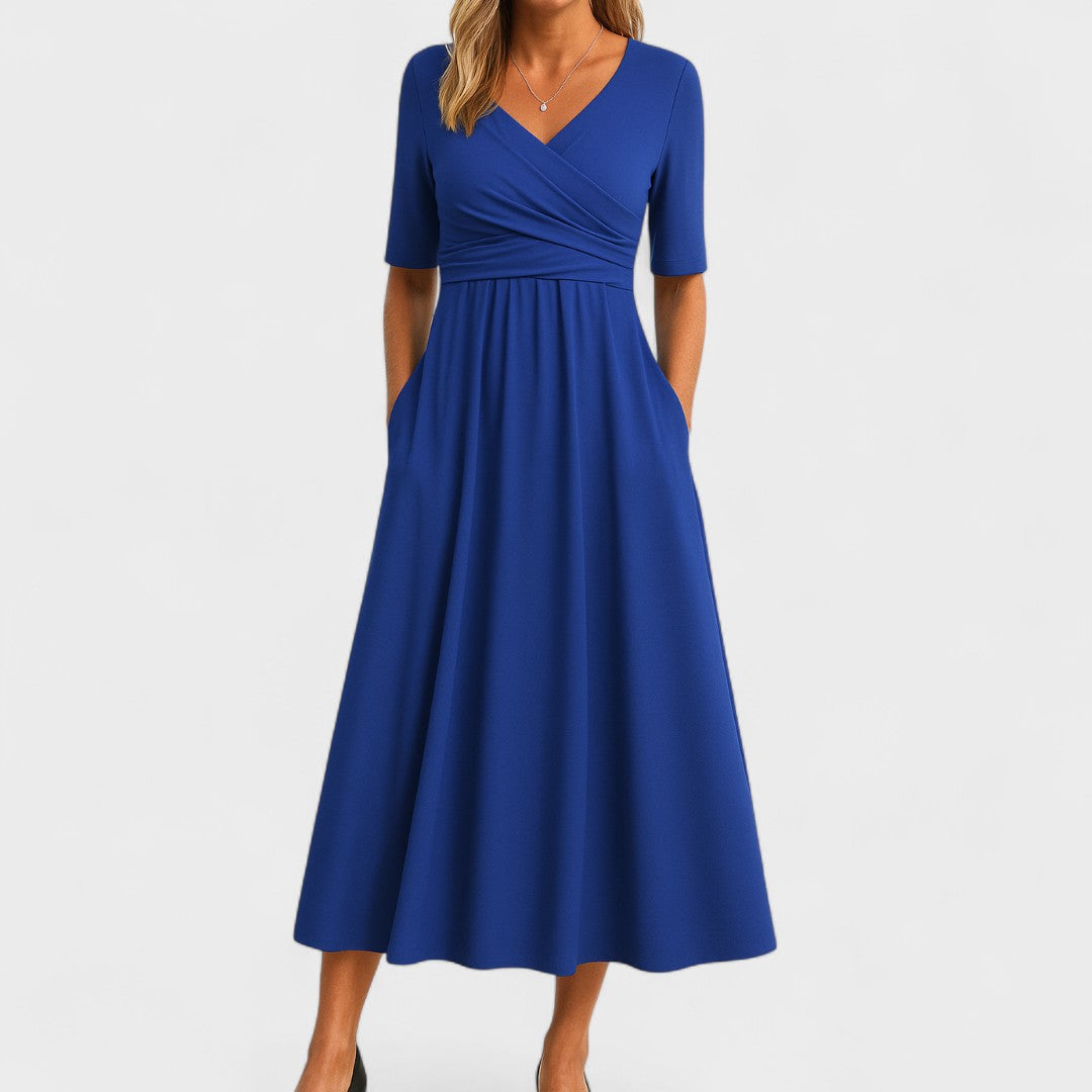 Clara | Women's Pleated Wrap Midi Dress
