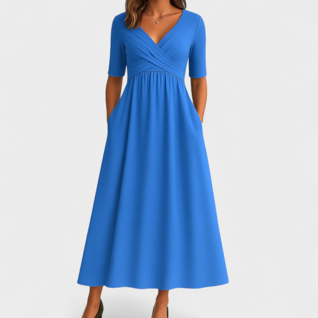 Clara | Women's Pleated Wrap Midi Dress