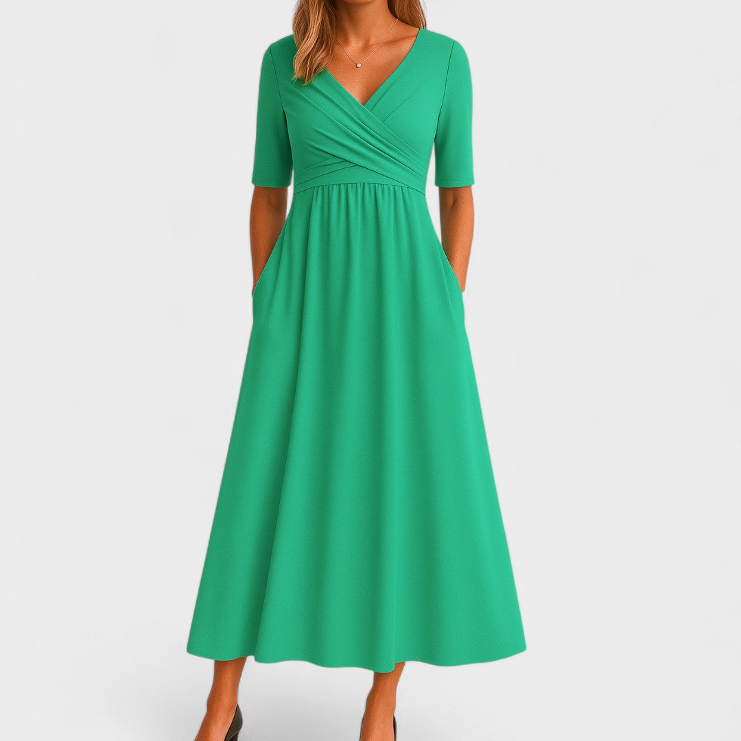 Clara | Women's Pleated Wrap Midi Dress