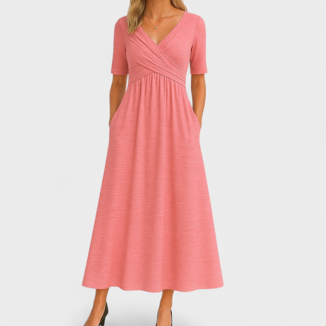 Clara | Women's Pleated Wrap Midi Dress