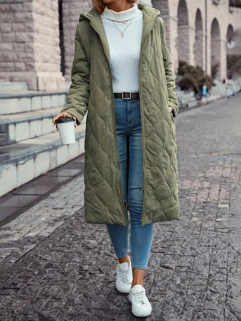 Vera-Josephine | Women's Quilted Hooded Longline Coat
