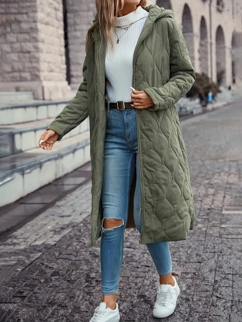 Vera-Josephine | Women's Quilted Hooded Longline Coat