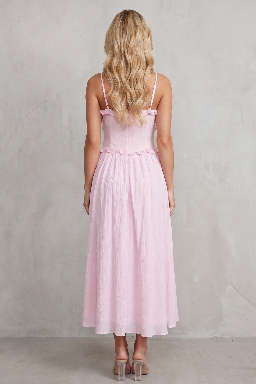 Ivy | Women's Ruffled Sweetheart Midi Dress