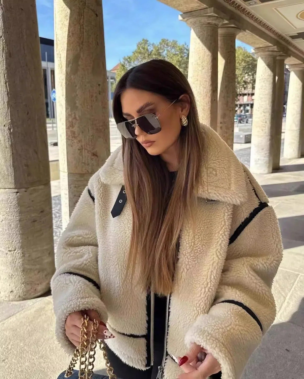 Penelope | Women's Teddy Fleece Jacket with Contrast Trim