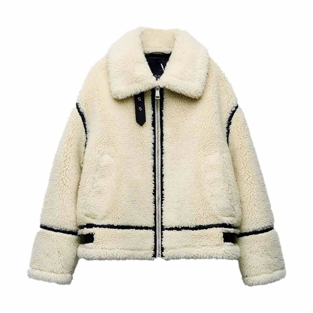 Penelope | Women's Teddy Fleece Jacket with Contrast Trim