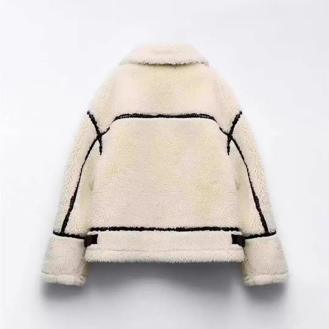 Penelope | Women's Teddy Fleece Jacket with Contrast Trim