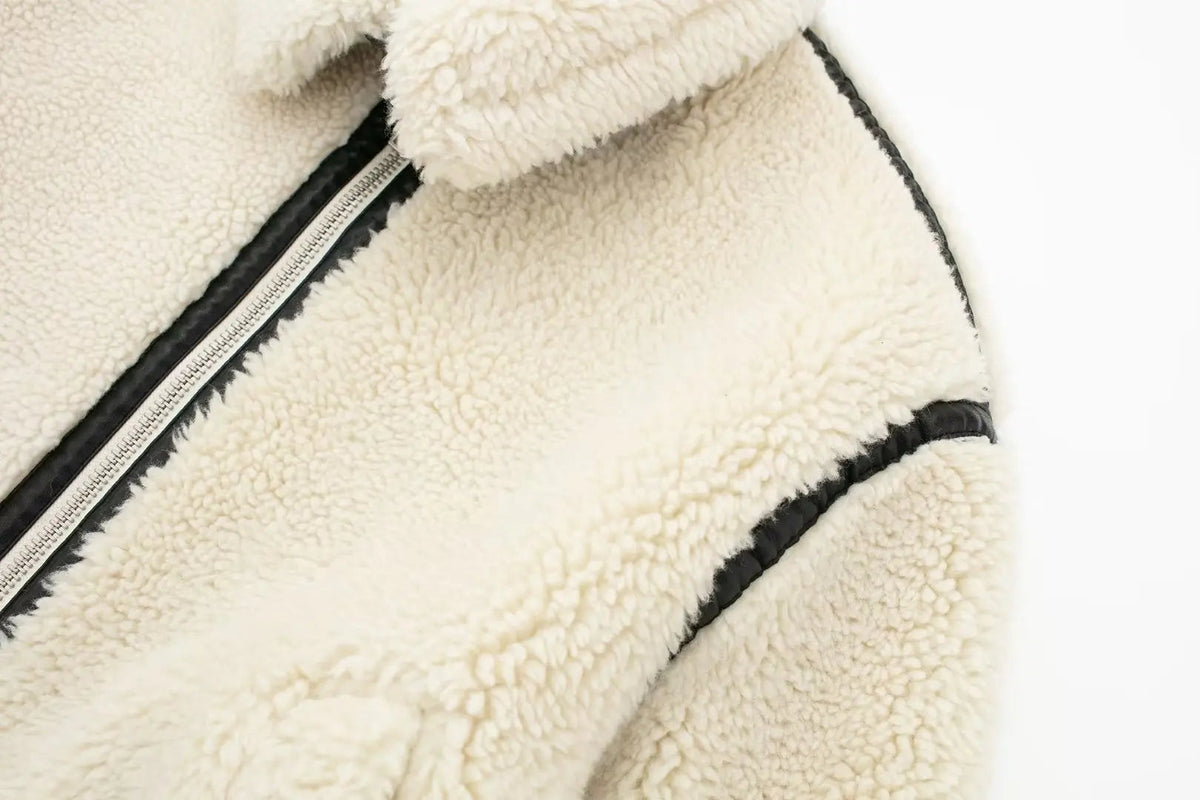 Penelope | Women's Teddy Fleece Jacket with Contrast Trim