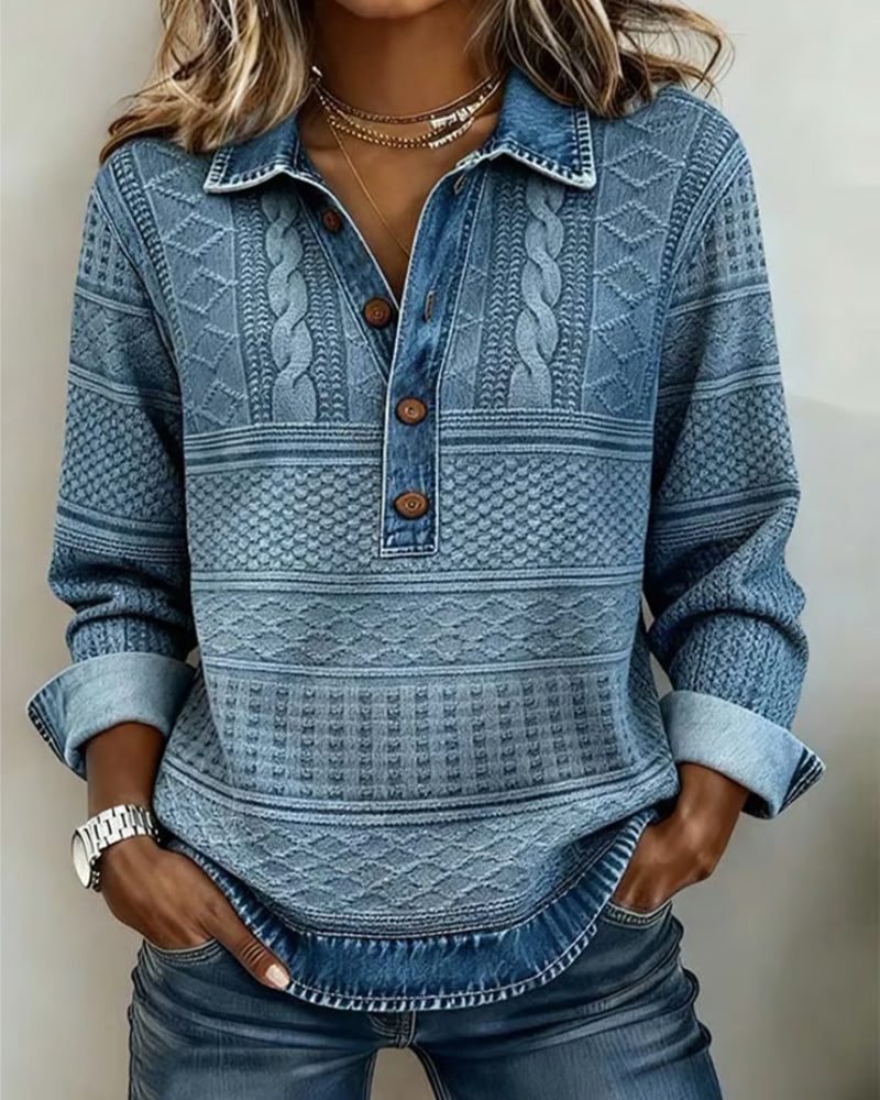 Iris | Women's Textured Denim Button-Down Shirt