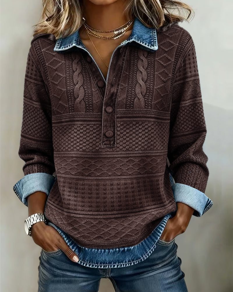 Iris | Women's Textured Denim Button-Down Shirt