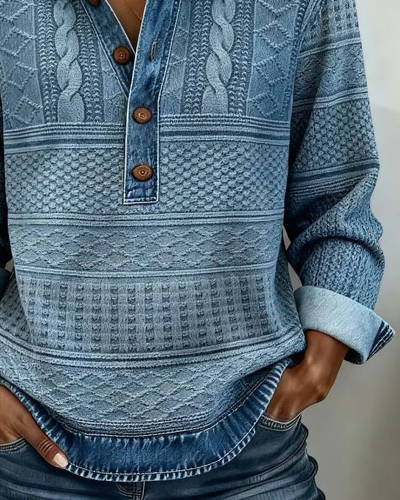Iris | Women's Textured Denim Button-Down Shirt