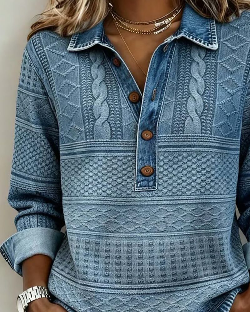 Iris | Women's Textured Denim Button-Down Shirt