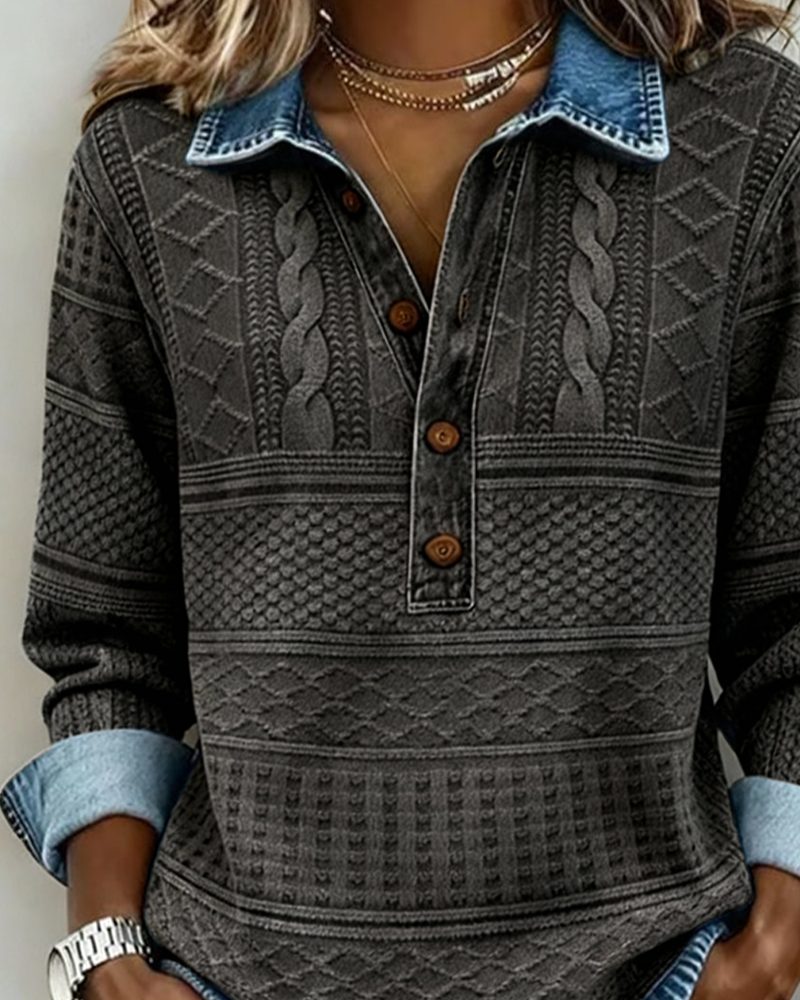 Iris | Women's Textured Denim Button-Down Shirt