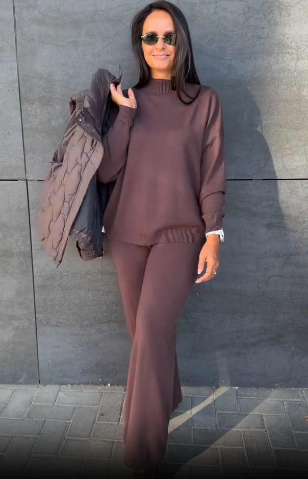 Irene | Women's Three-Piece Knit Loungewear Set with Puffer Vest