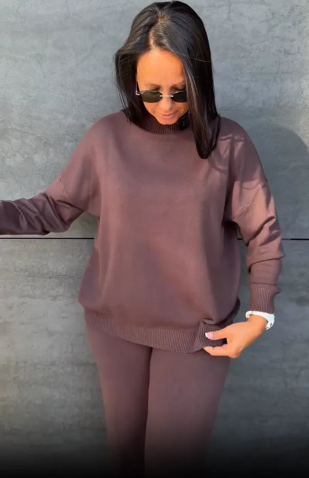 Irene | Women's Three-Piece Knit Loungewear Set with Puffer Vest