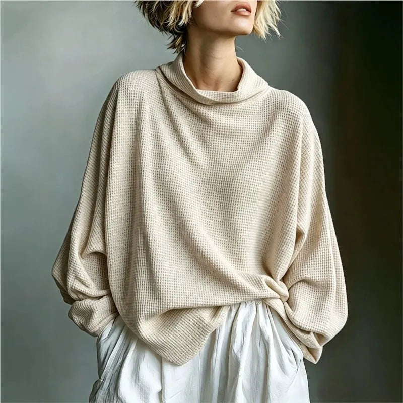 Celeste | Women's Waffle Knit Funnel Top