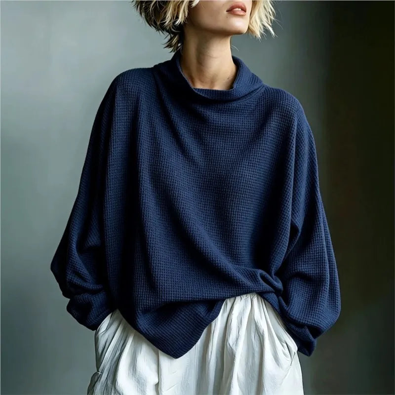 Celeste | Women's Waffle Knit Funnel Top