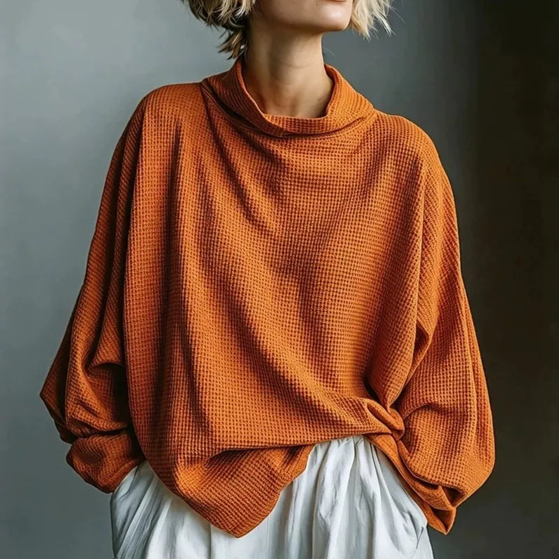 Celeste | Women's Waffle Knit Funnel Top