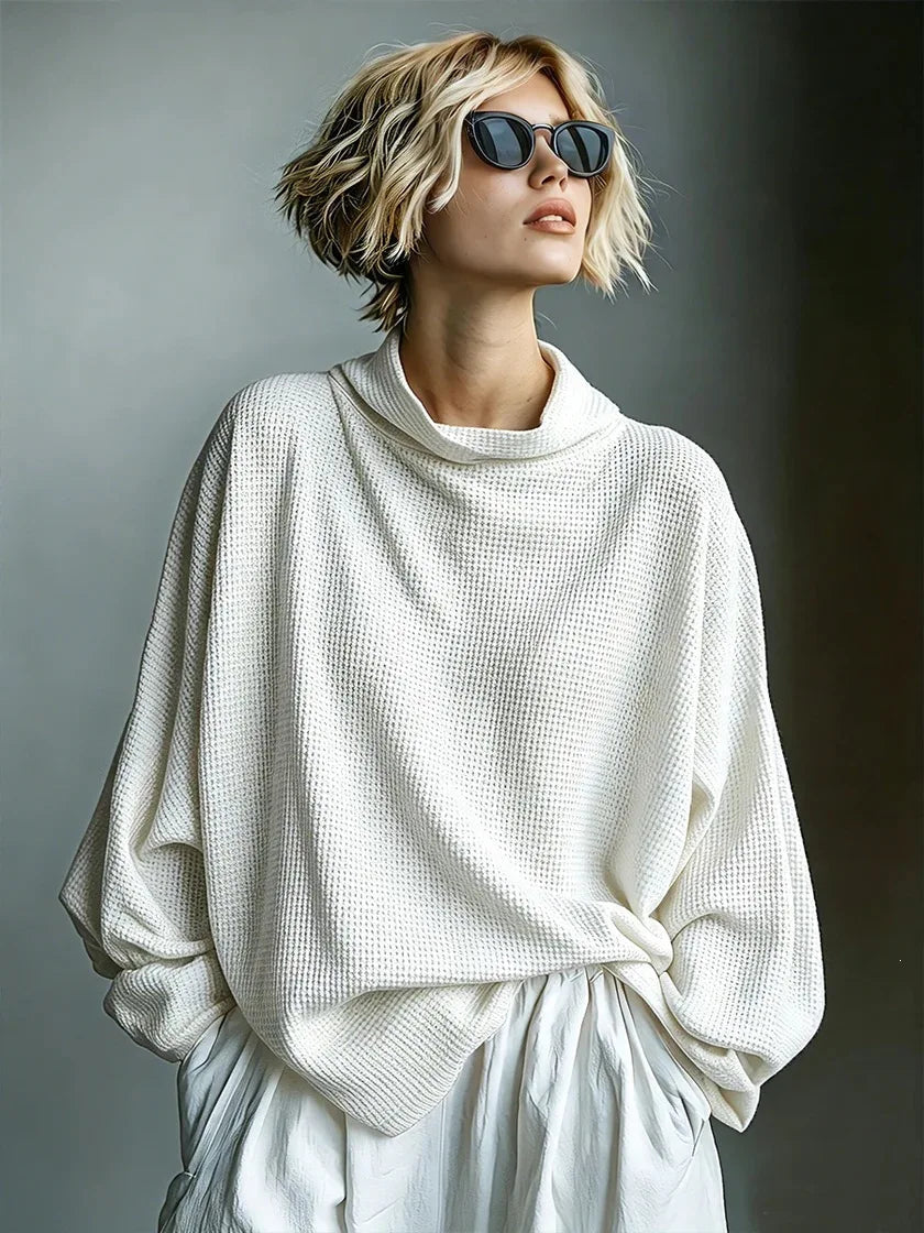Celeste | Women's Waffle Knit Funnel Top