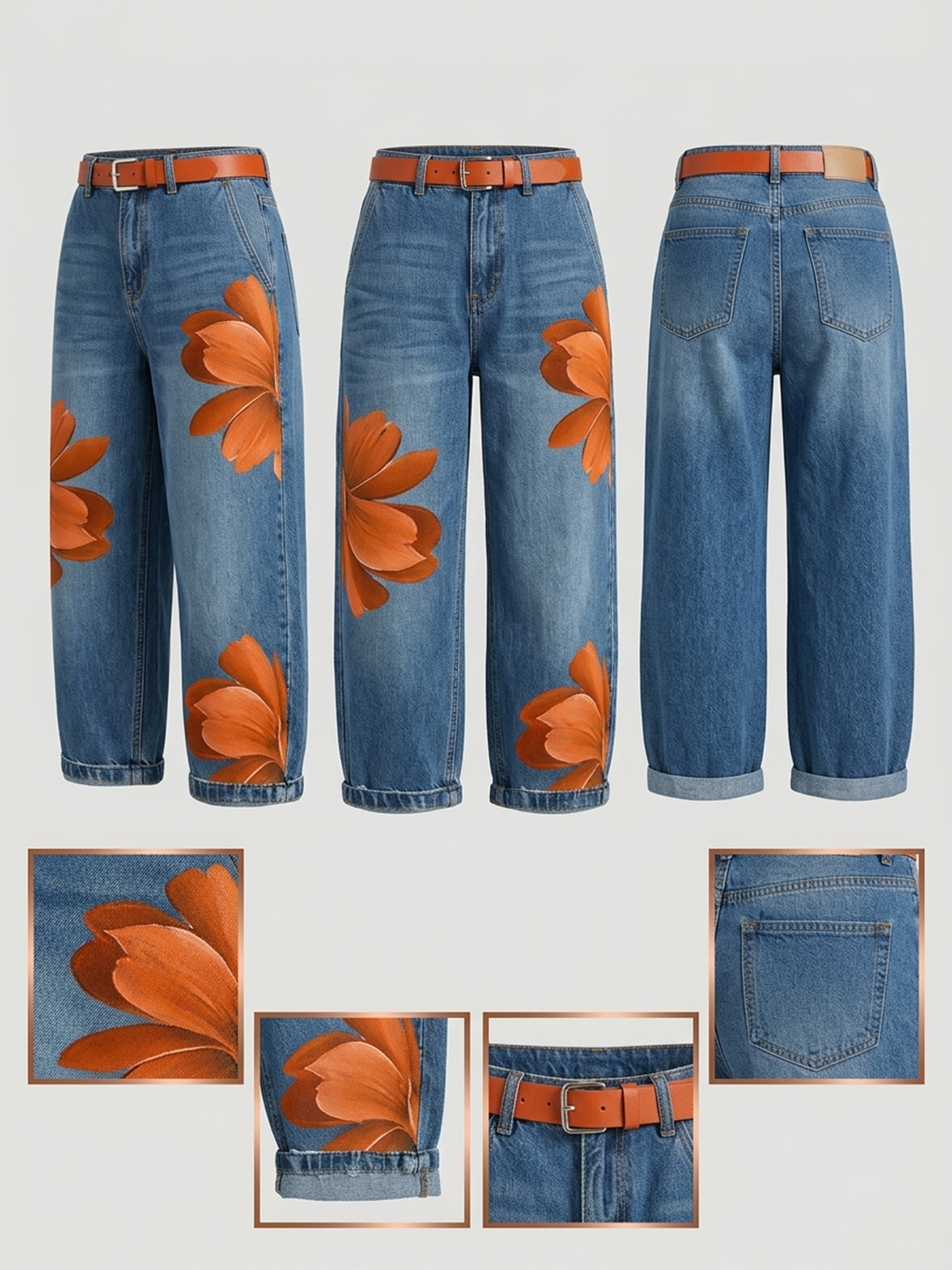 Katharine | Women's Wide-Leg Floral-Print Jeans